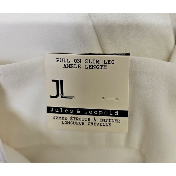 Jules Leopold Straight Leg Slacks pull On Ankle Length White Medium NWT - Picture 6 of 8
